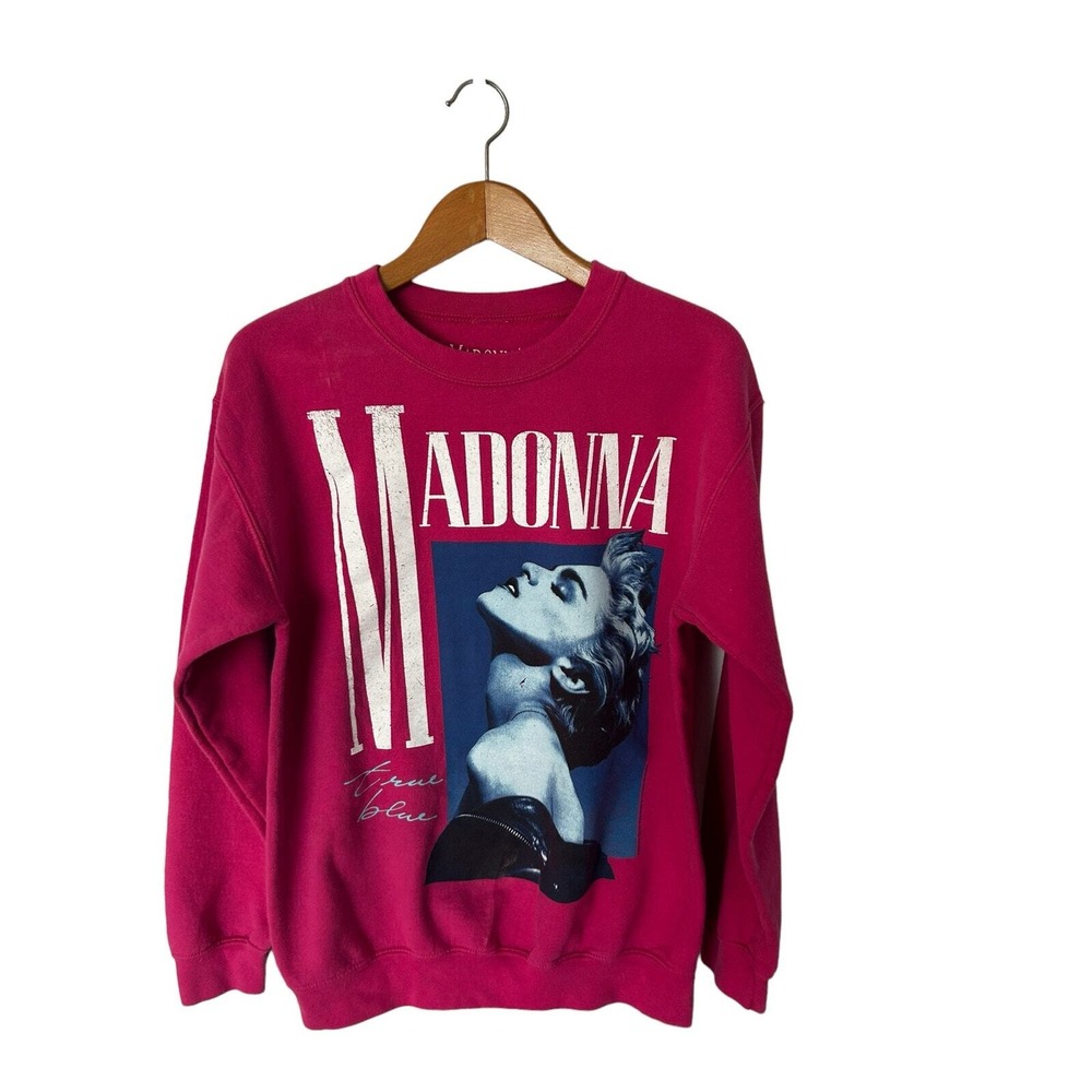Madonna True Blue Crewneck sweatshirt pink size small womens juniors